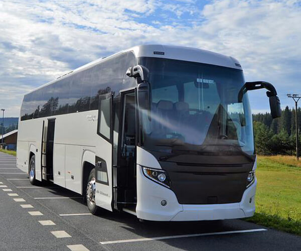 56-passenger coach bus exterior view